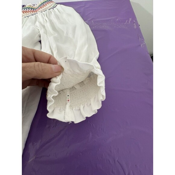 Harper Off Shoulder Top Smocking Rainbow Stitching Soft Girlie Size Medium - Picture 11 of 11